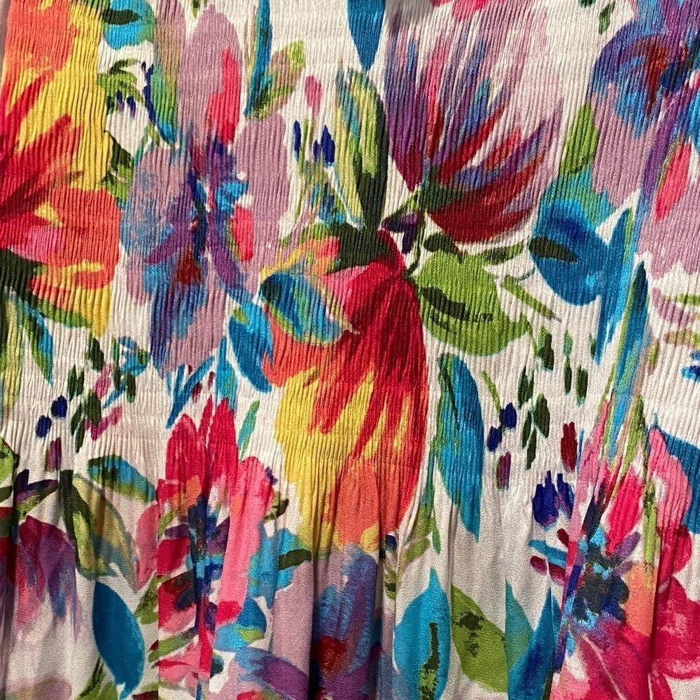 Spense Floral Blouse Large Ruffle V-Neck Flared Sleeve Lightweight Top - Picture 6 of 7